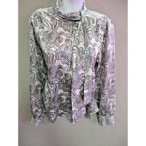 VTG 70's Koret Shirt Size XL Satin Ascot Tie Top